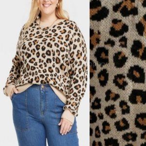 Crewneck Sweater size 3X Leopard Print Knox Rose New